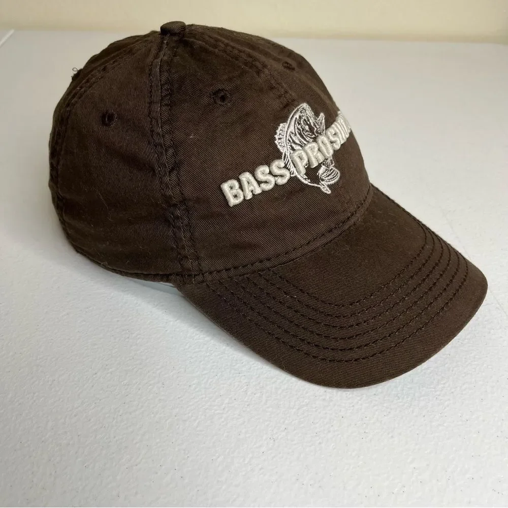 Bass Pro Shops Brown Embroidered Snapback 6 Panel Low Profile Ball Cap Hat OSFA